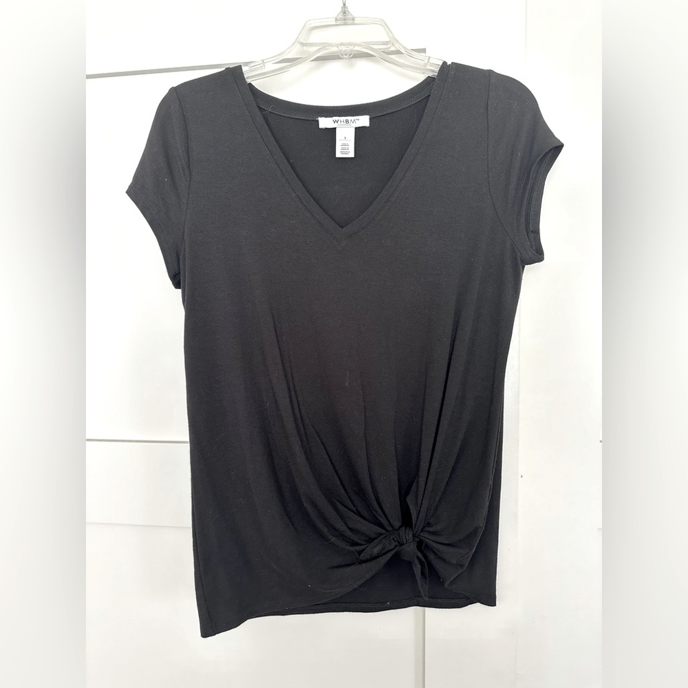 White House Black Market (WHBM) black knotted tshirt